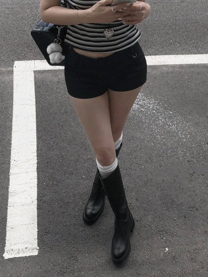 鐵環低腰短褲 四色入