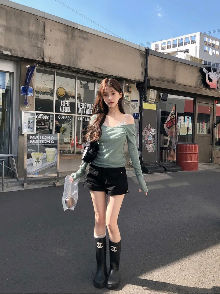 U領透透長袖Top 十三色入