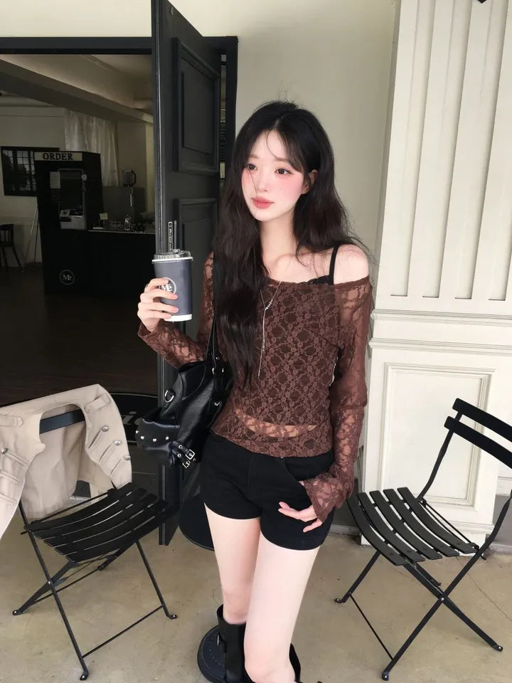 Lace長袖上衣 四色入