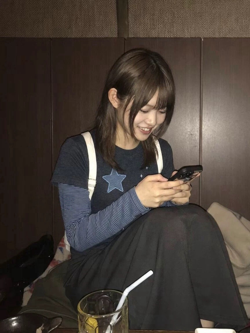 3月韓貨預訂95折☆星星假兩件Top 四色入