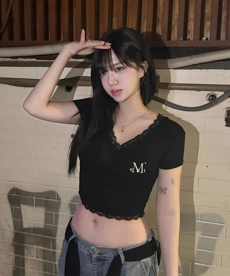 MUCENT Lace貼身短袖Top 三色入