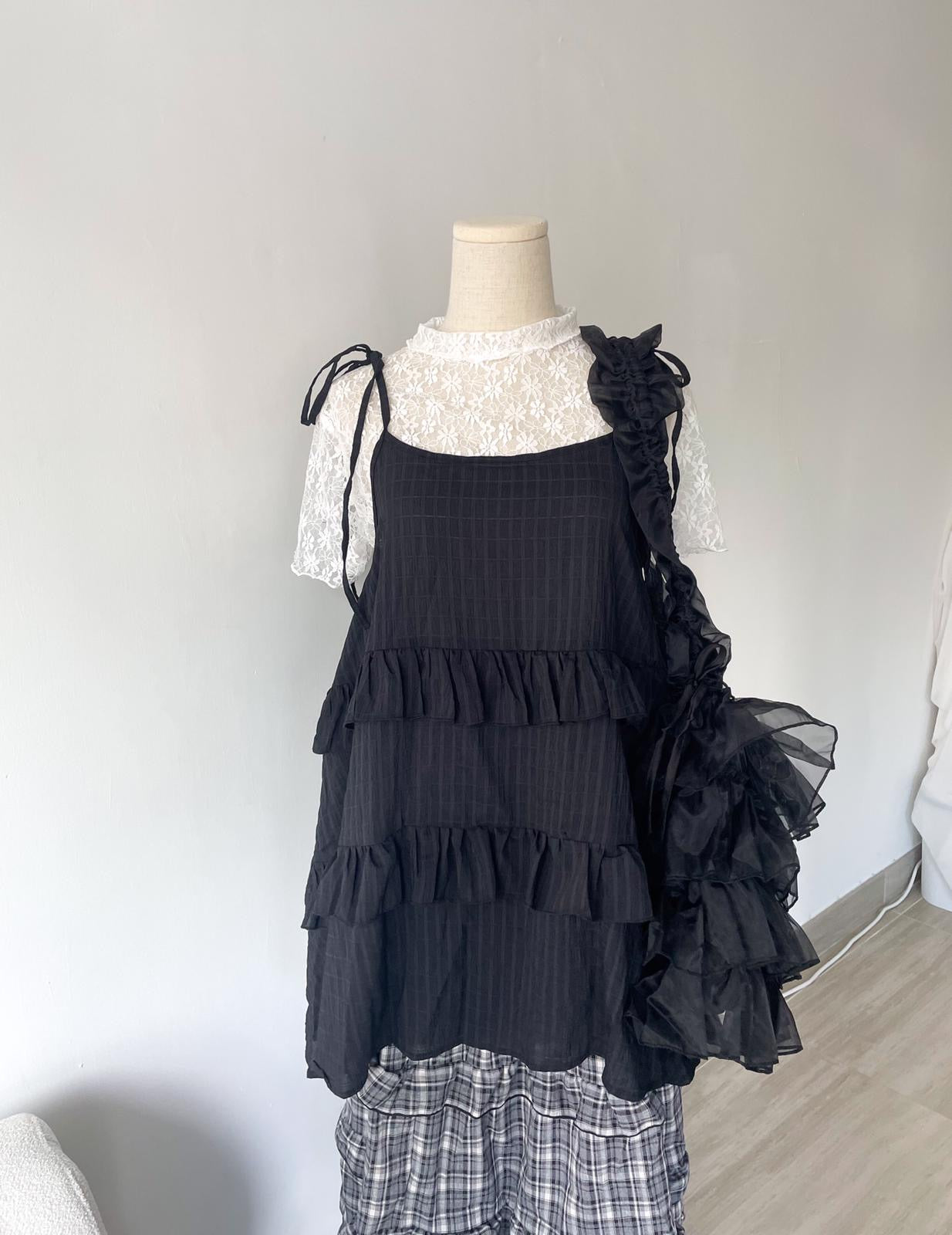 暗紋吊帶蛋糕layer連身裙 六色入