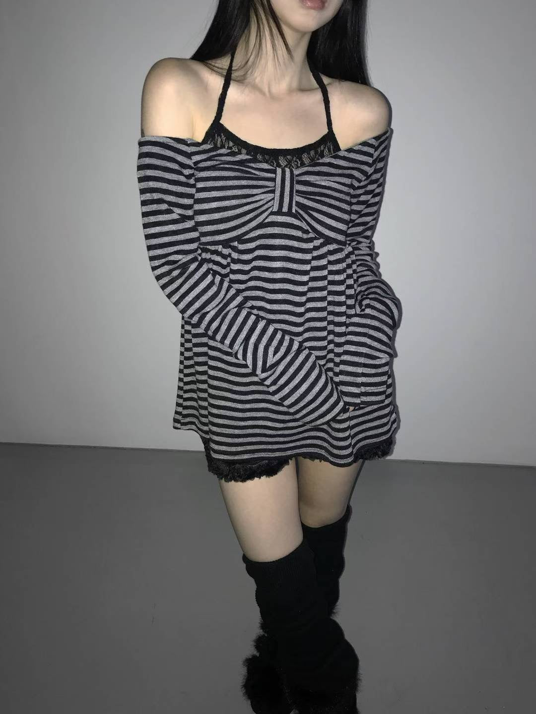 橫間條紋蝴蝶結Top 三色入