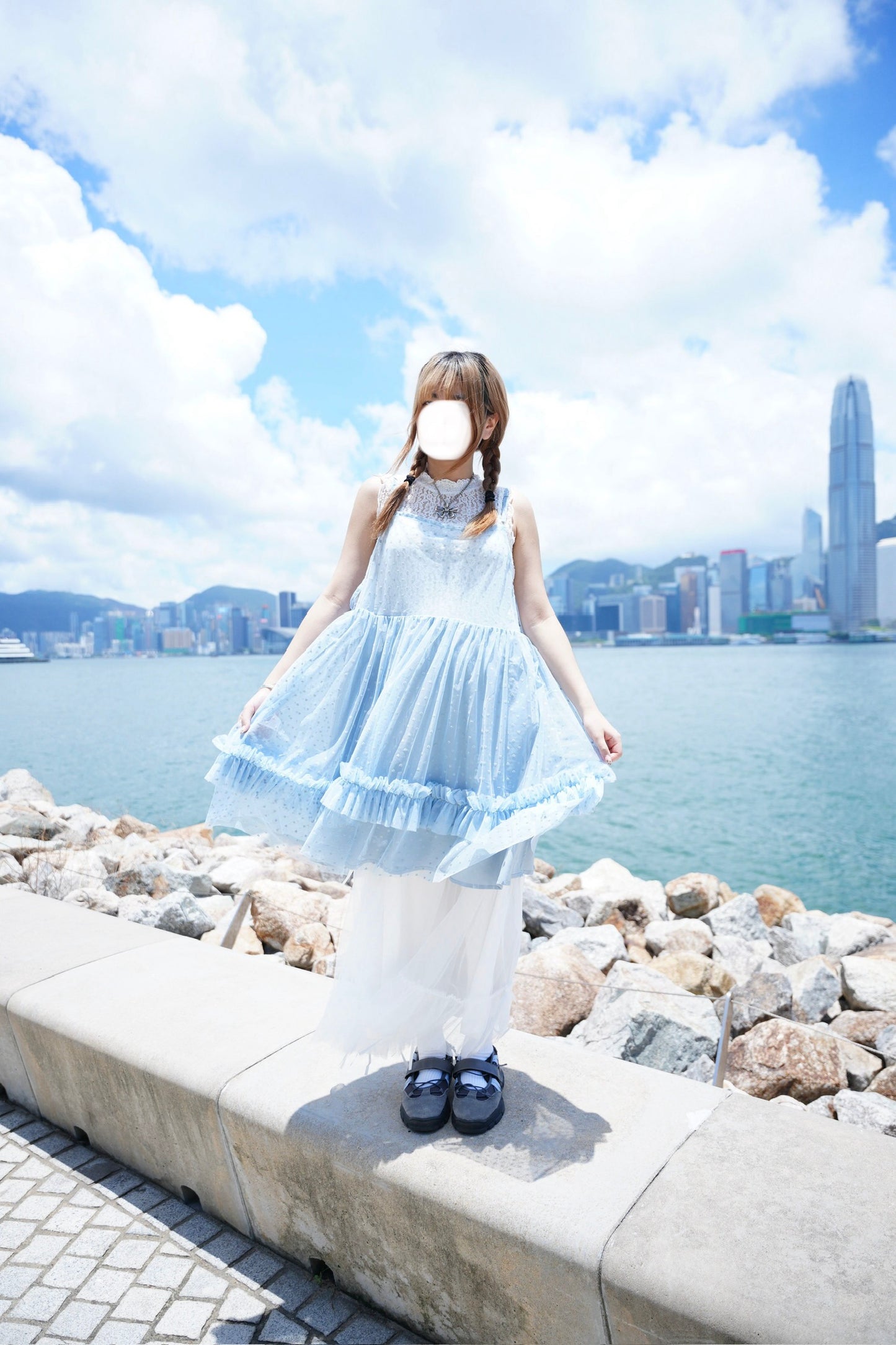 愛心網紗ruffle OPS 四色入