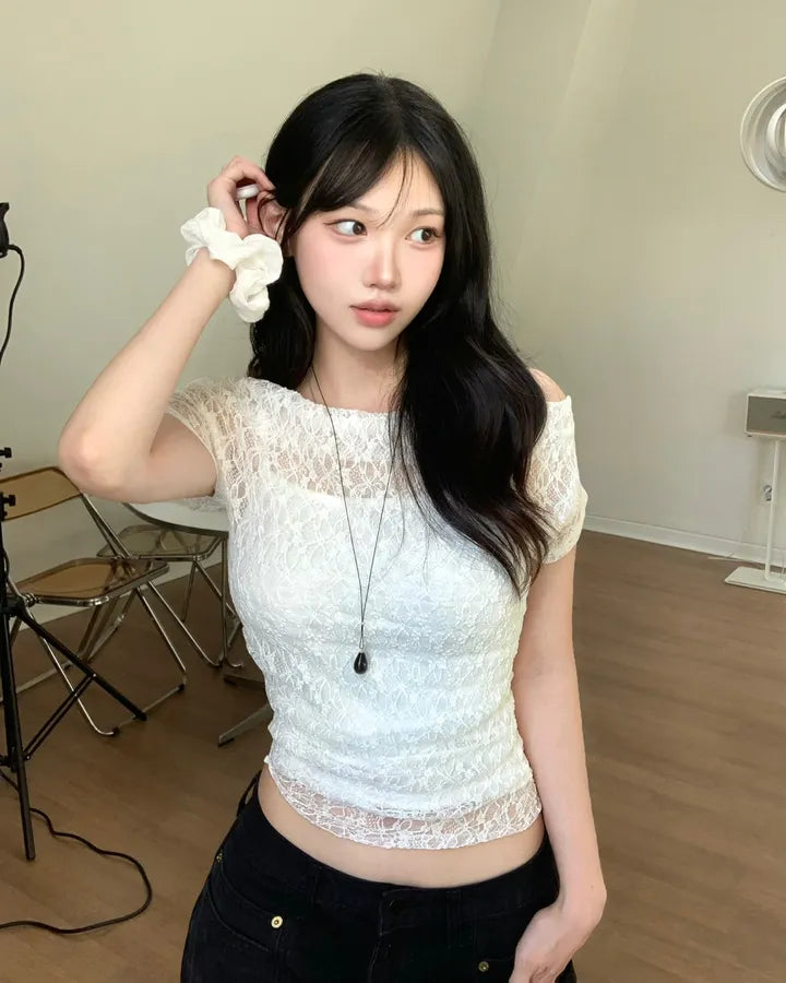 Lace短袖兩件set 三色入