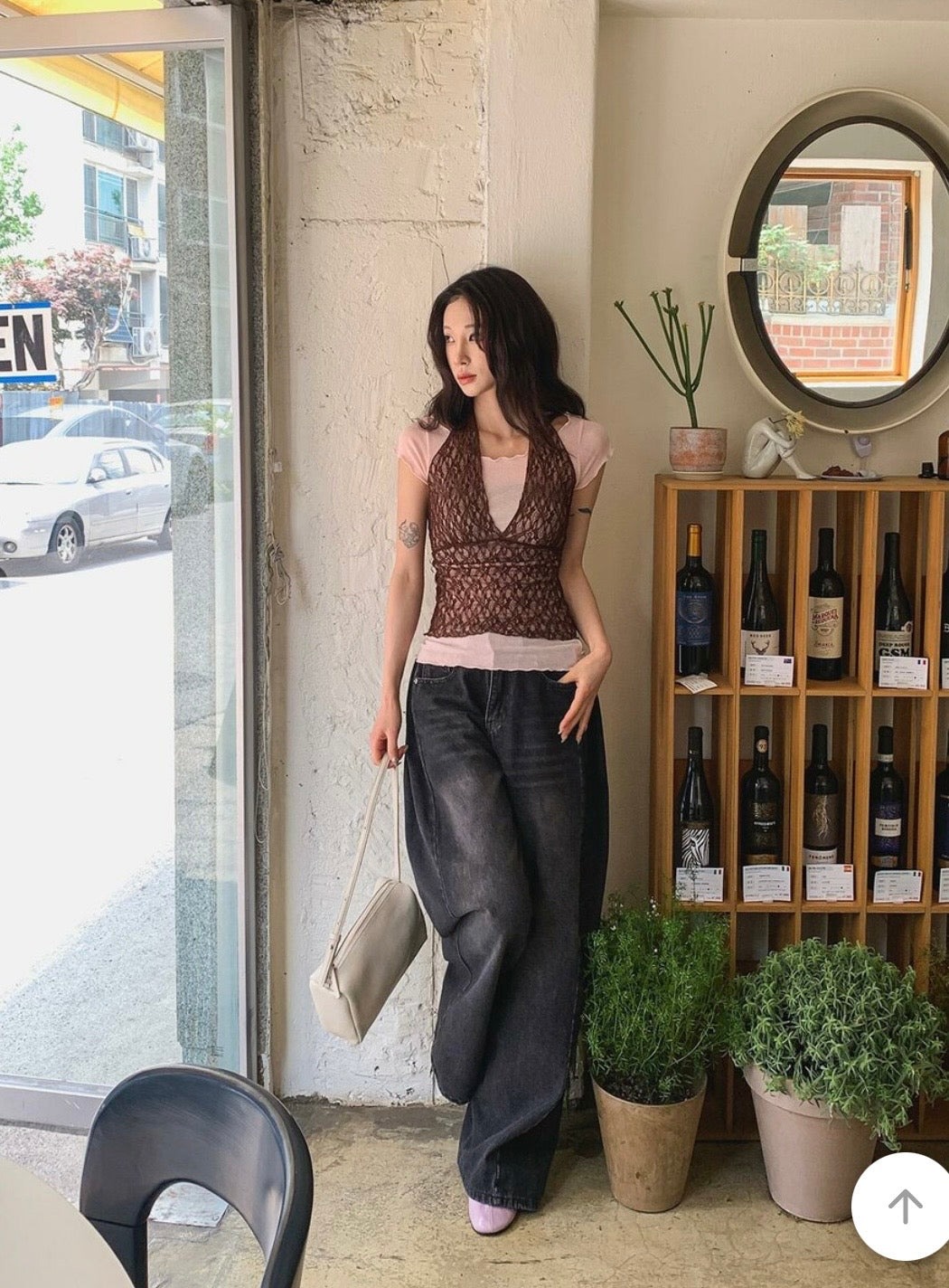 Lace V領短袖兩件set 三色入