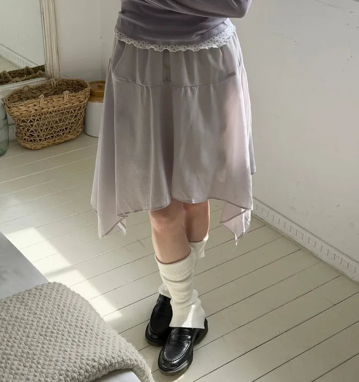 透透紗紗感不規則半身裙 三色入