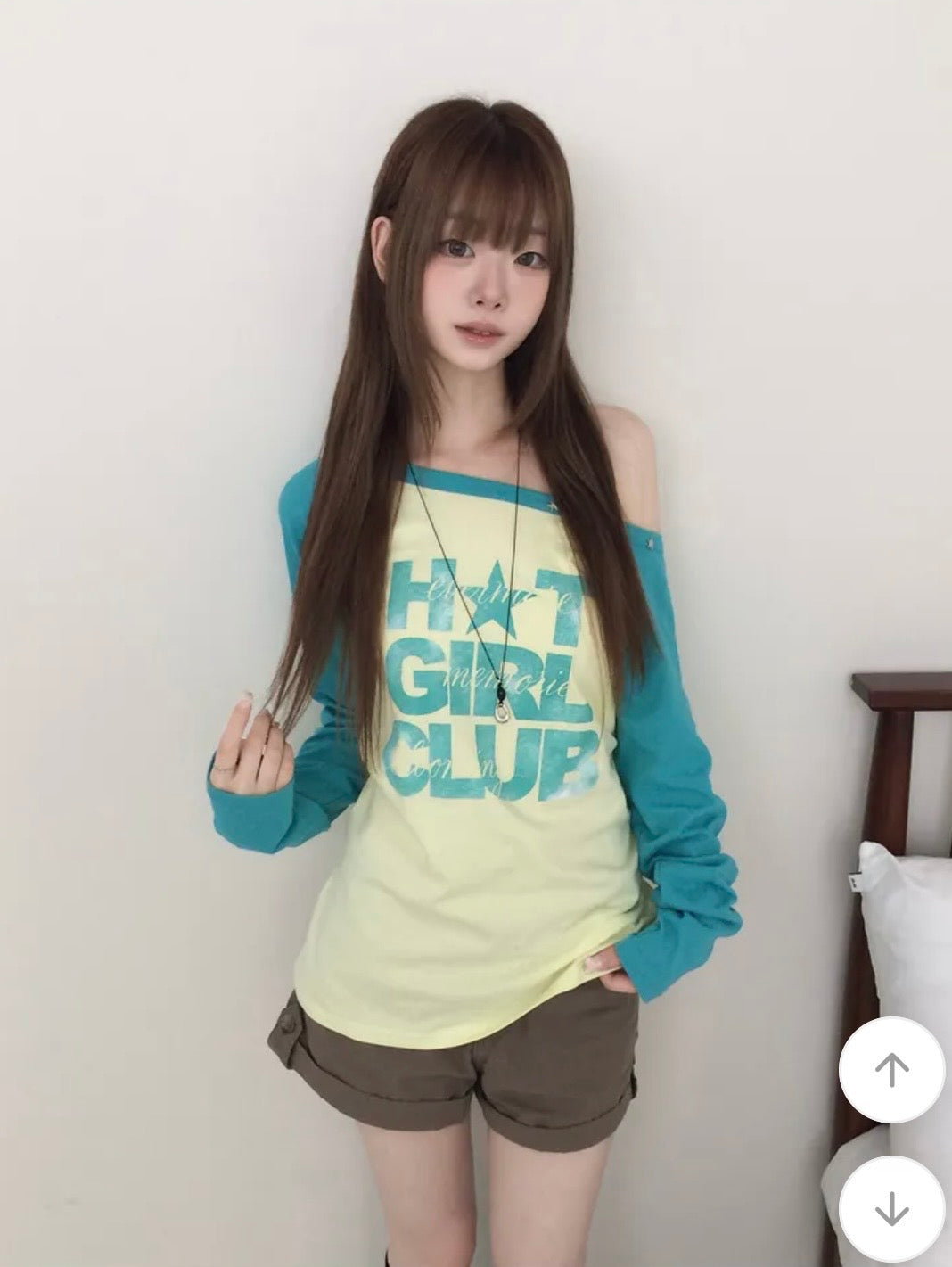 斜肩星星字母Top 五色入