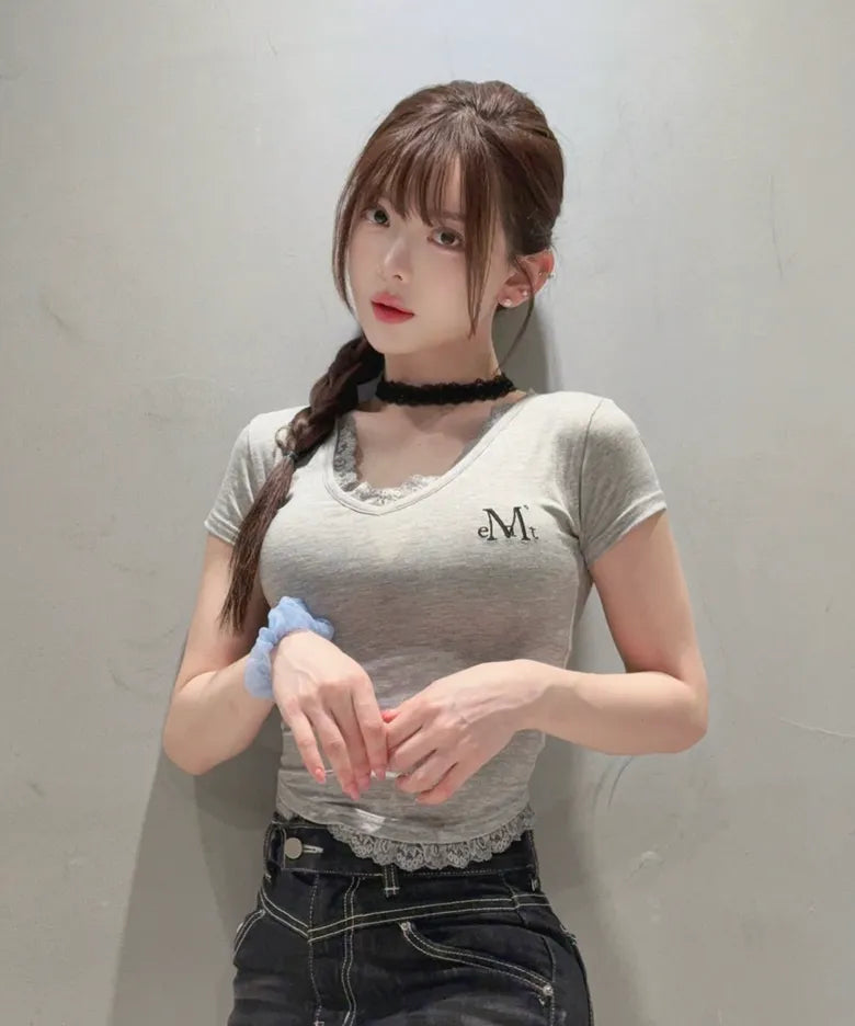MUCENT Lace貼身短袖Top 三色入