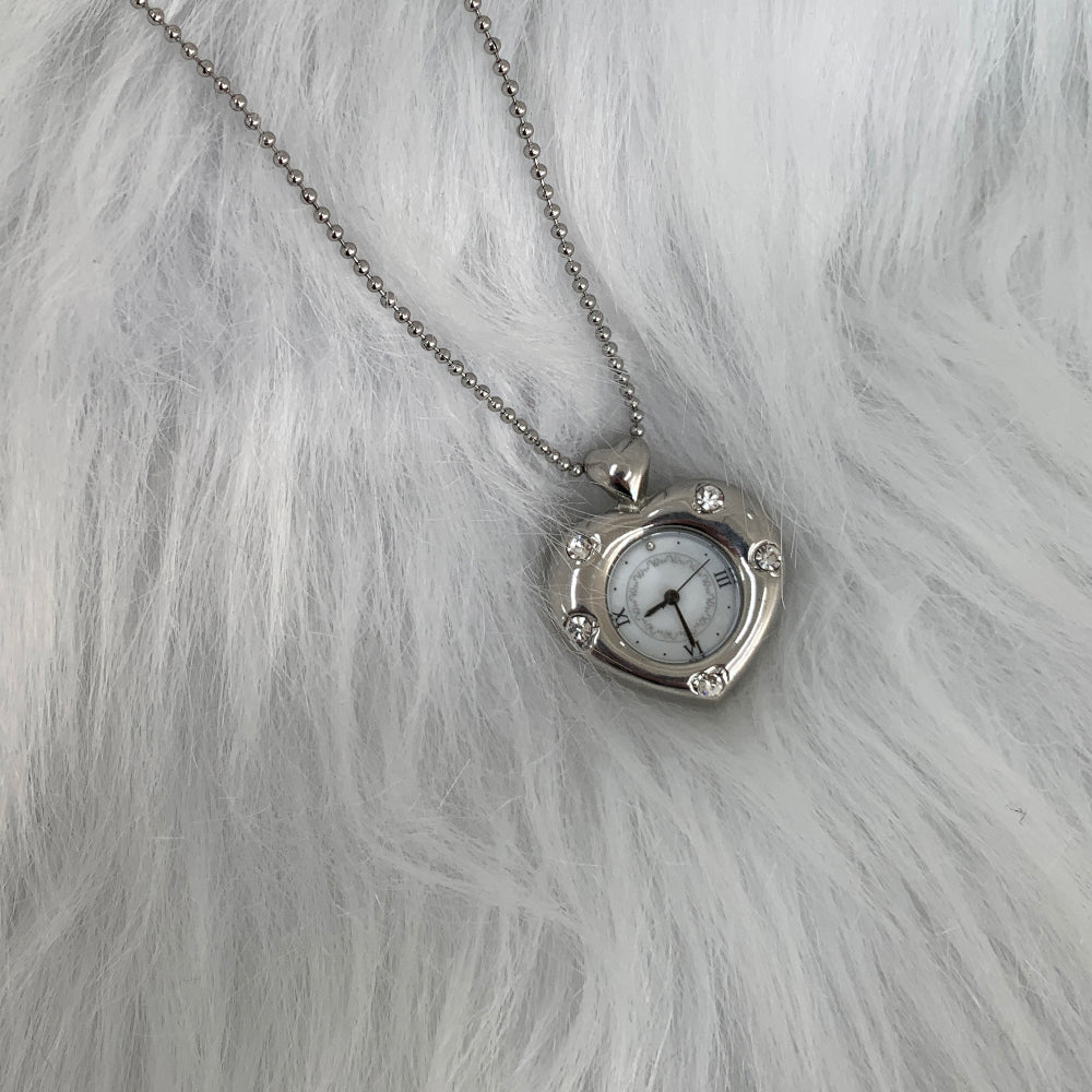 Grumpy Stuff Twinkle Heart Clock Long Necklace