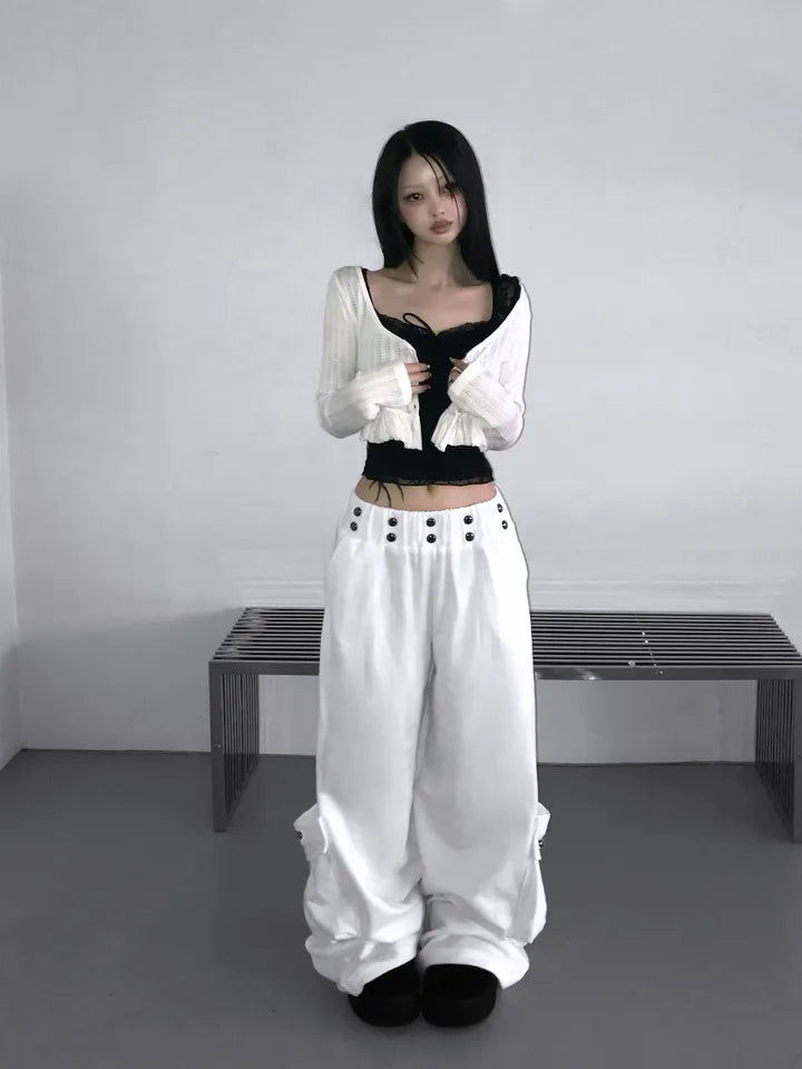 蕾絲方領短上衣 兩色入