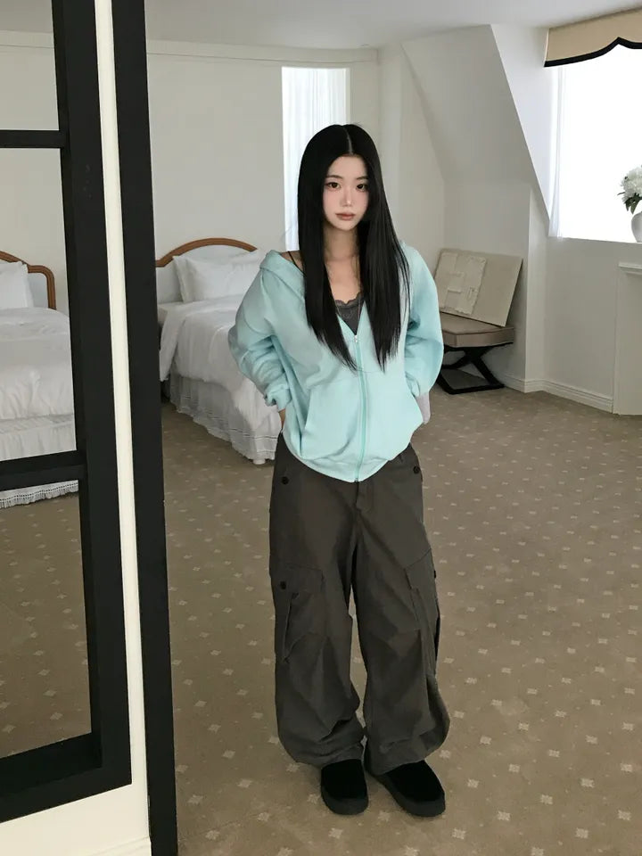 寬鬆全拉鍊連帽外套 八色入