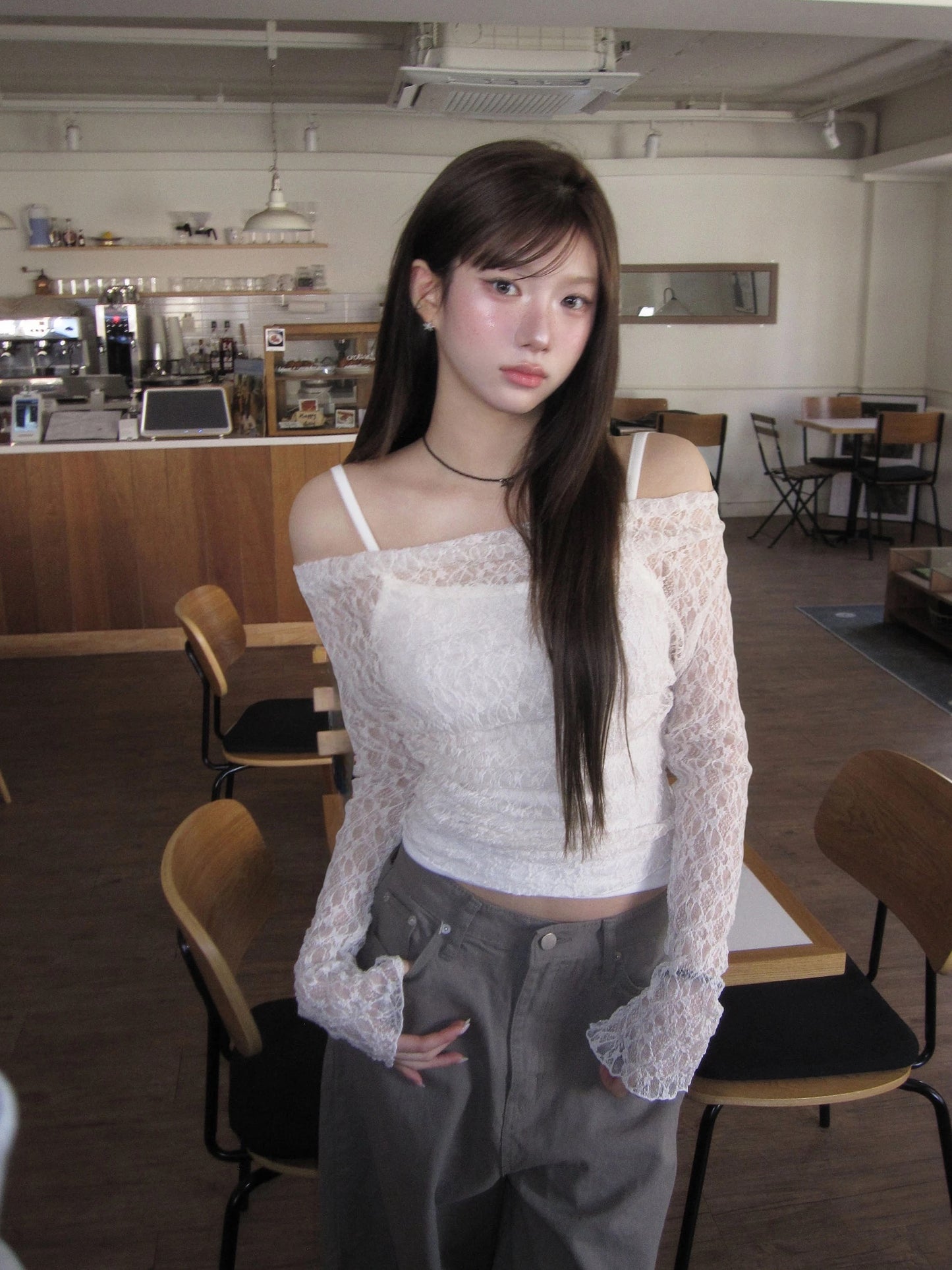 3月韓貨預訂95折☆ Lace Top Set三色入