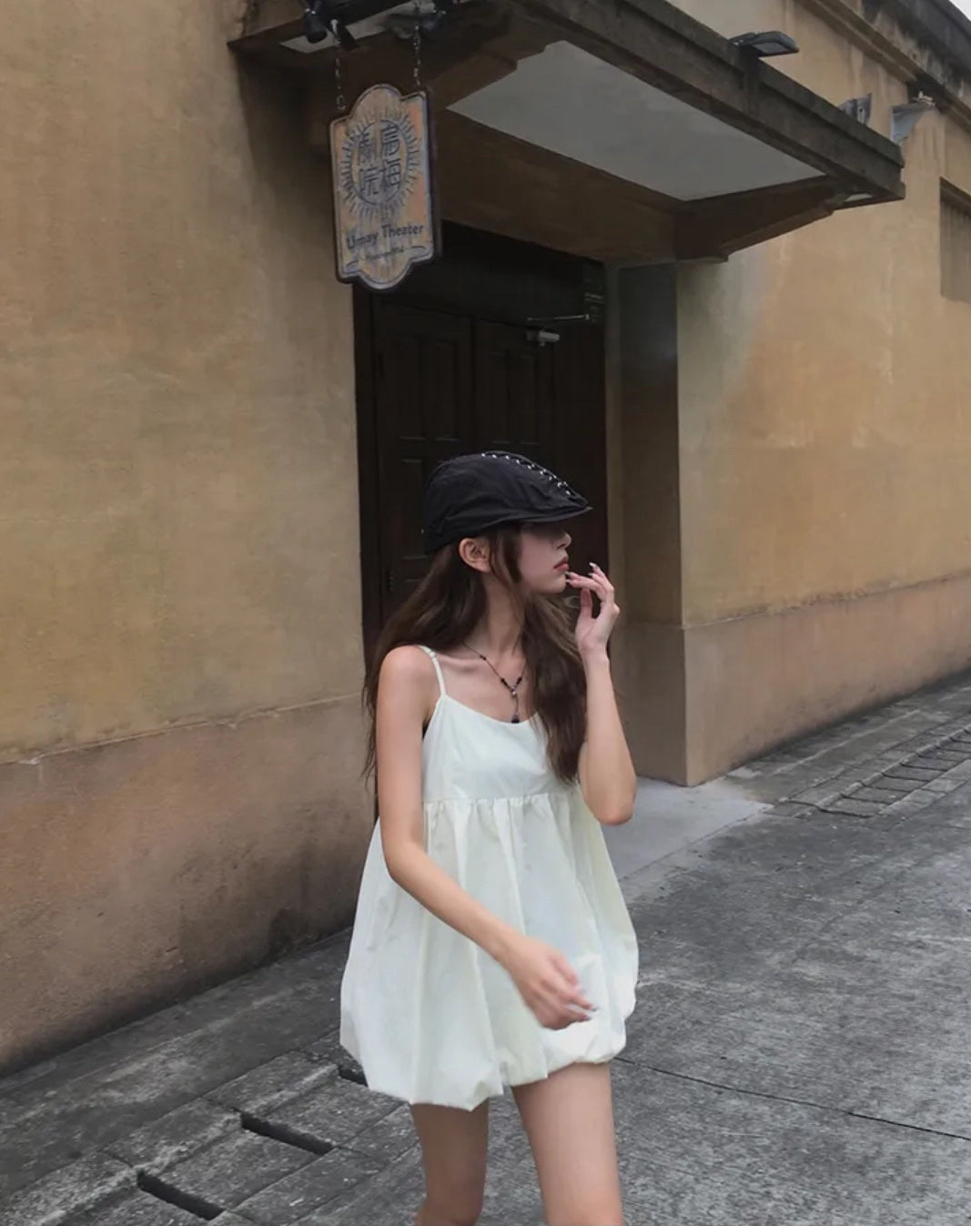 吊帶泡泡top 兩色入