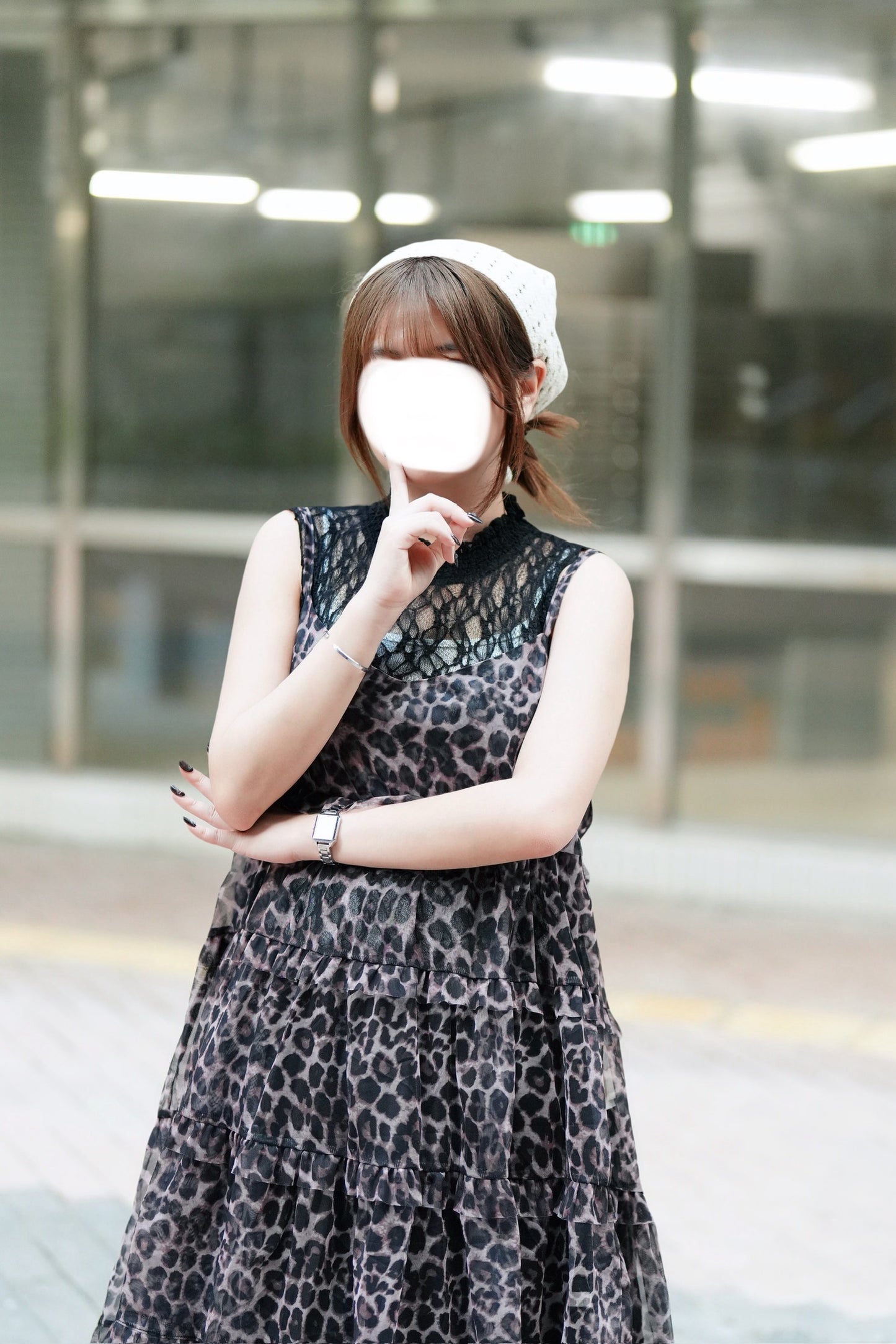 豹紋ruffle吊帶外搭 二色入