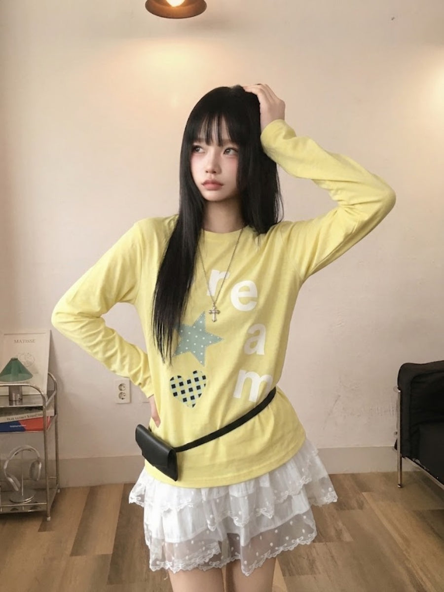 星星愛心印花長袖Top 六色入