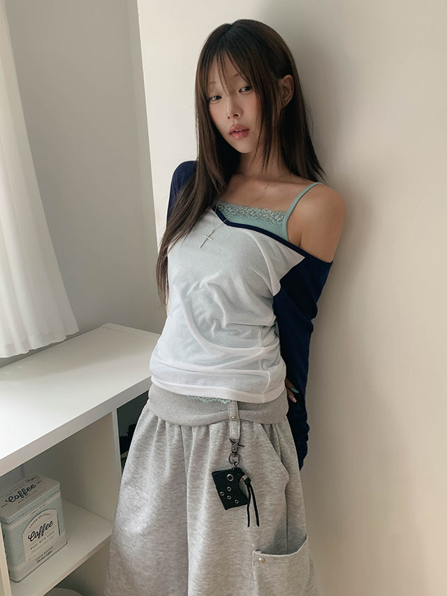 V領撞色透透Top 七色入