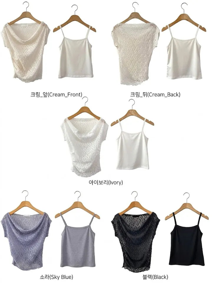 Lace短袖兩件set 三色入