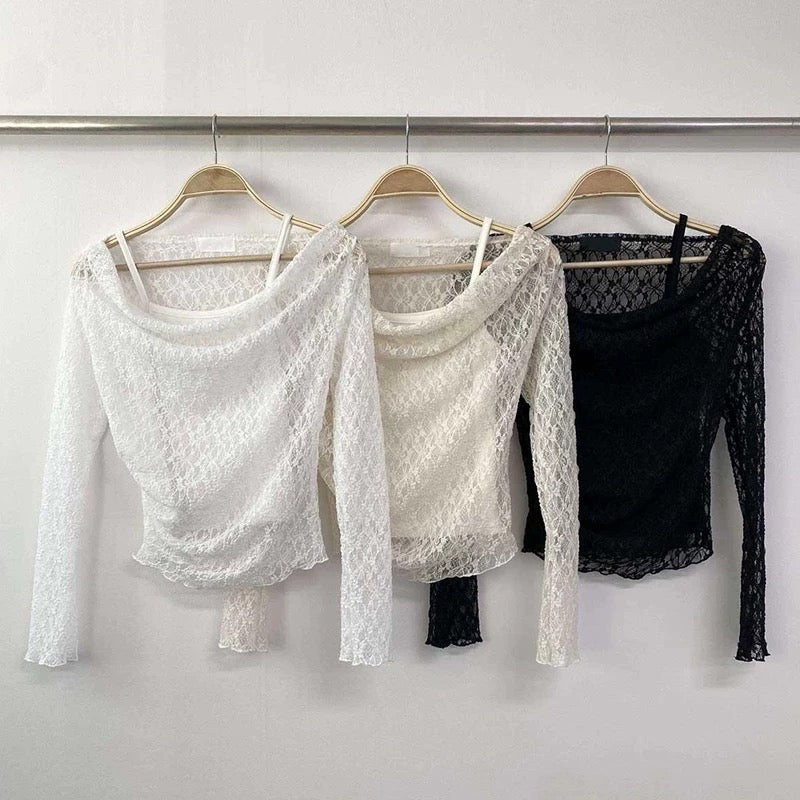 3月韓貨預訂95折☆ Lace Top Set三色入