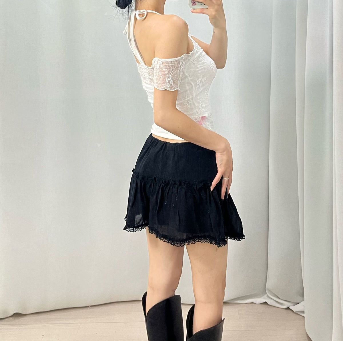 Lace花紋透兩件set 三色入