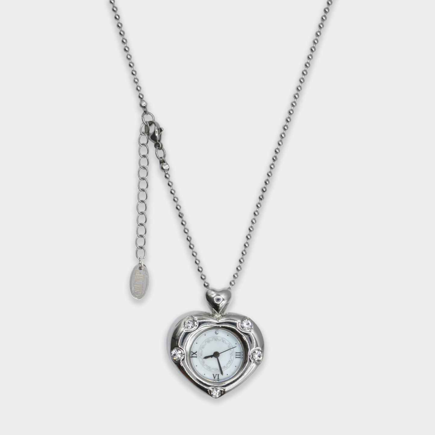 Grumpy Stuff Twinkle Heart Clock Long Necklace