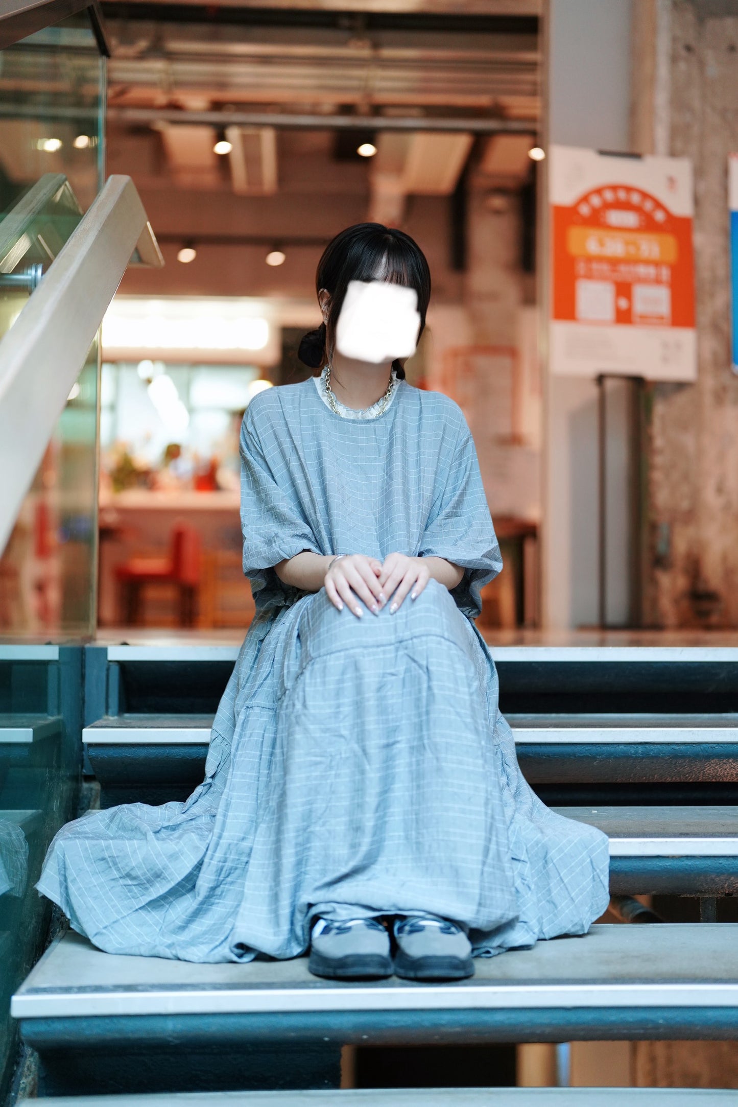 暗紋泡泡袖OPS