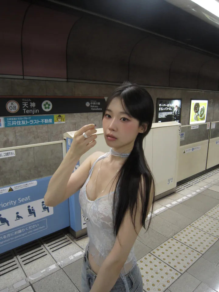 碎花蕾絲飄帶吊帶 兩色入