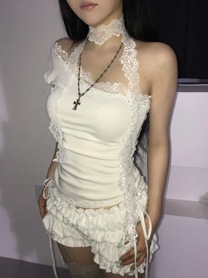 Asa同款斜肩Lace Top 三色入