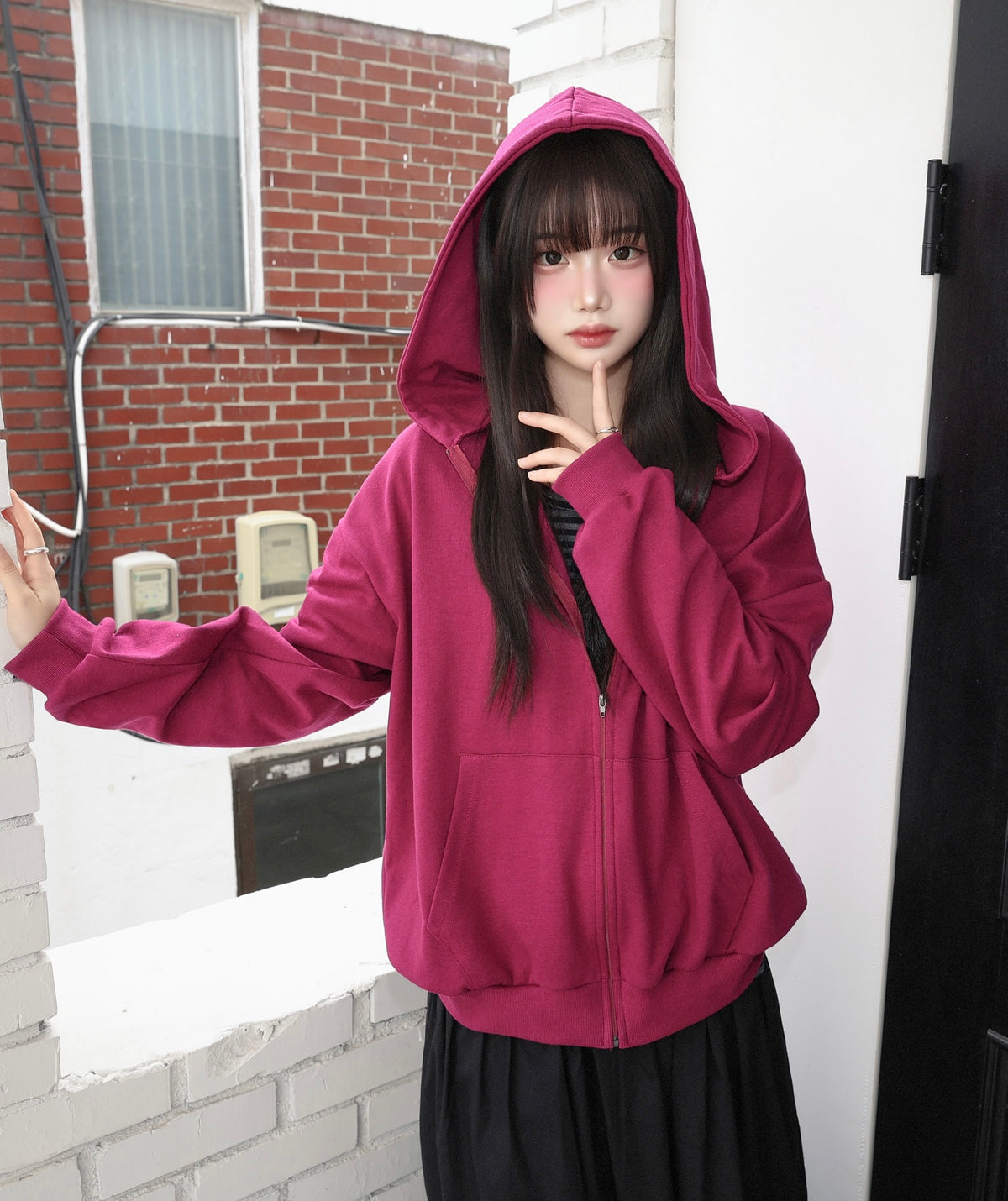 淨色拉鏈連帽外套 六色入