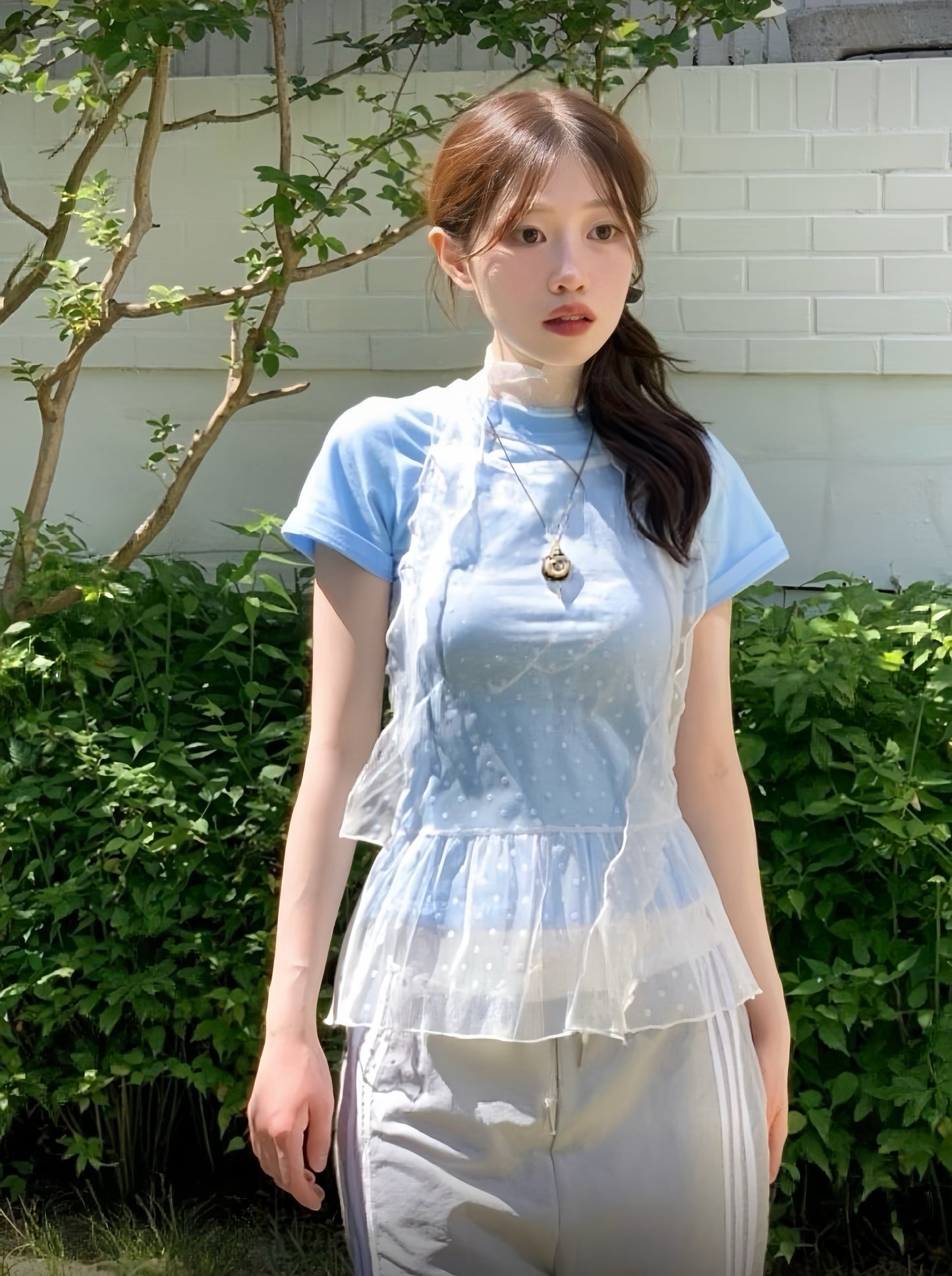 3月限定韓貨預訂95折☆ 波點Layer連掛頸Top 三色入
