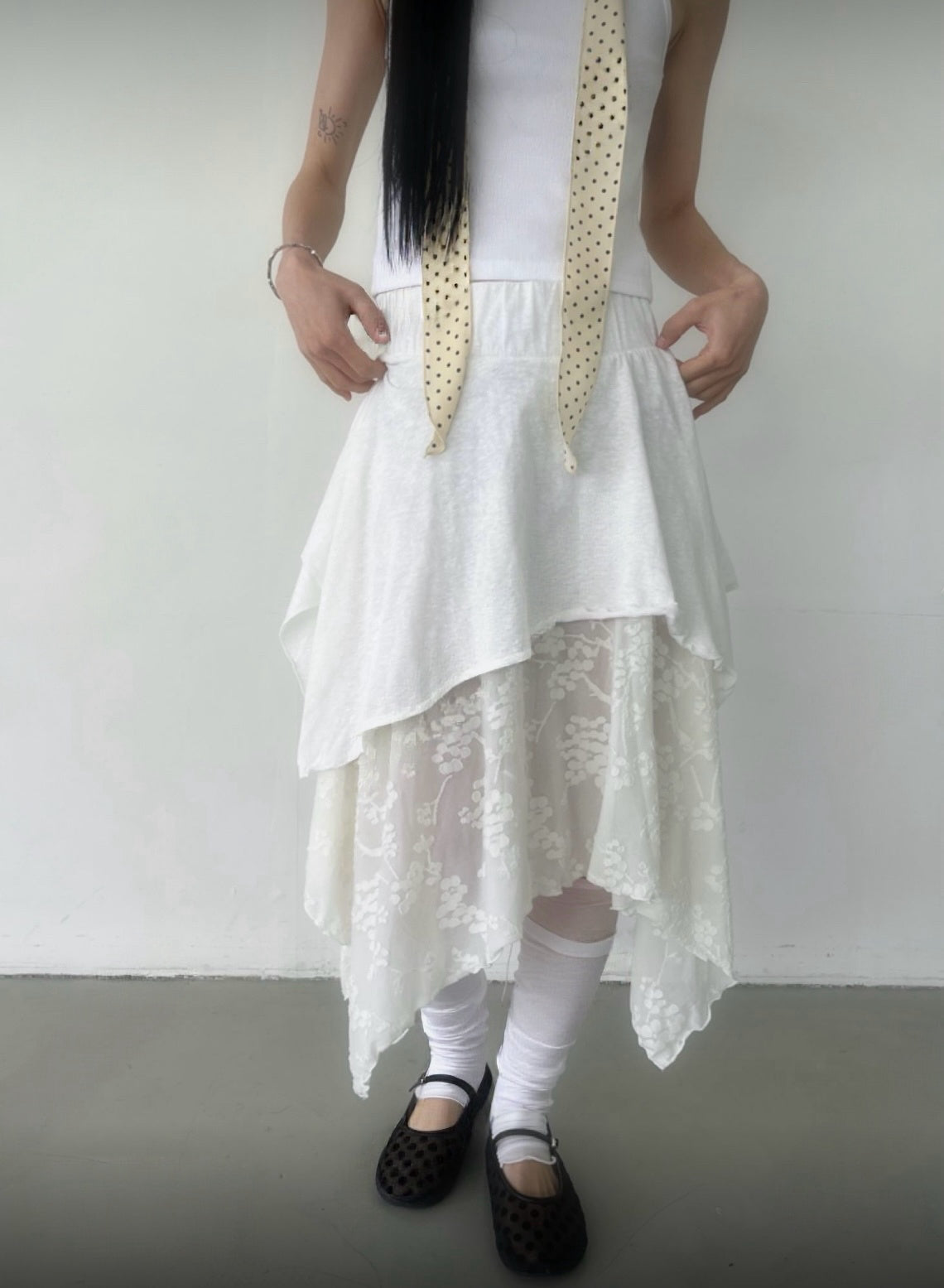 Lace不規則layer半身裙 兩色入