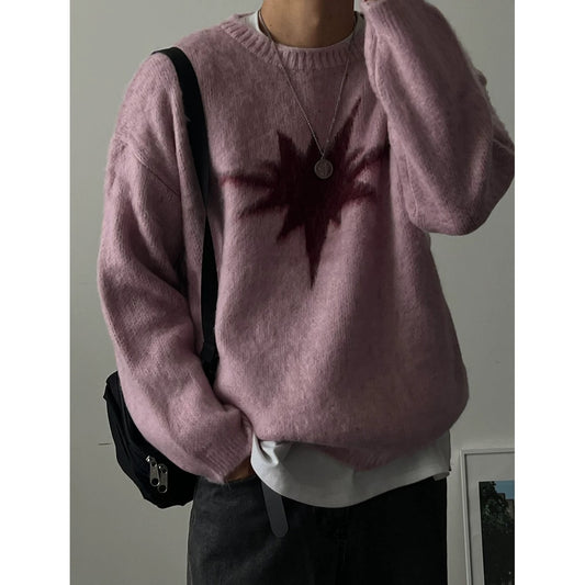 Star Pattern Round Neck Knit Sweater