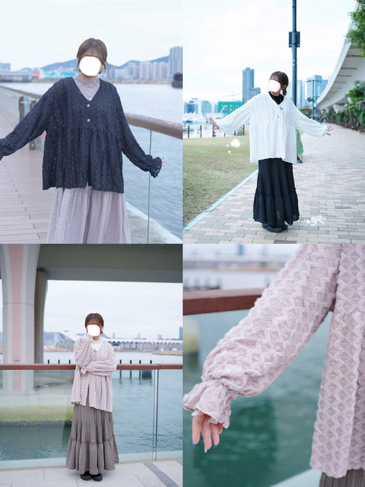 水波紋茸茸外撘 三色入￼