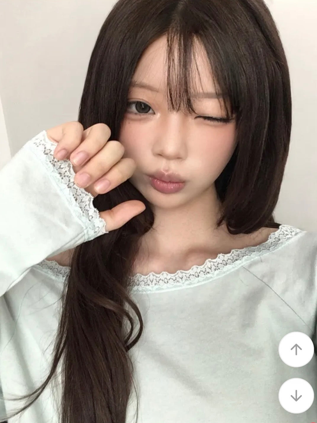 Lace邊一字肩長袖Top 四色入