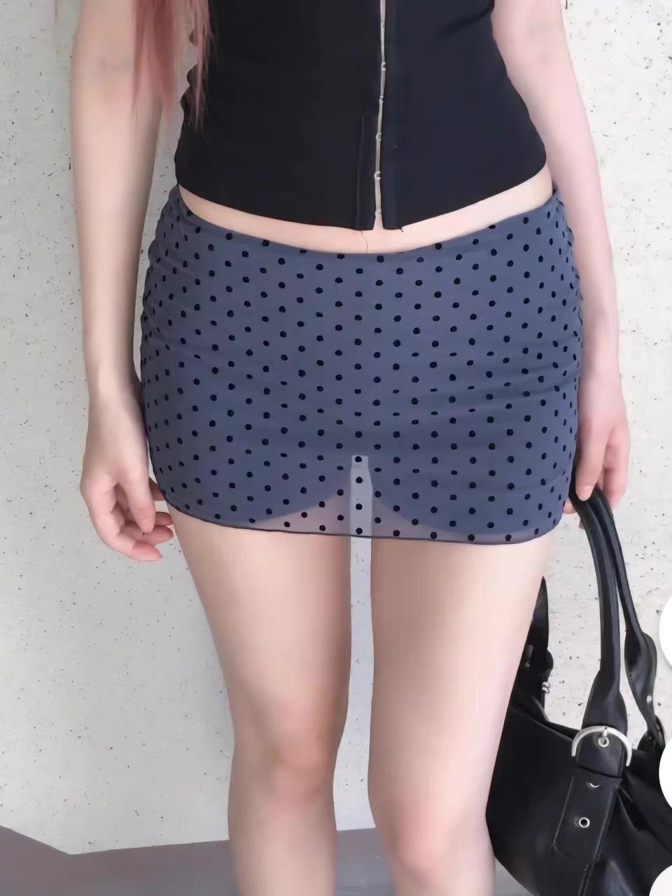 波點網紗短裙 三色入