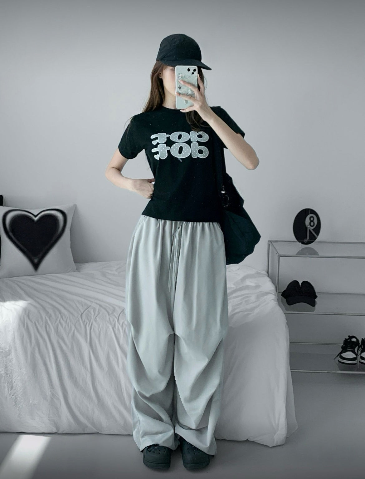 波點字母Crop Top 兩色入