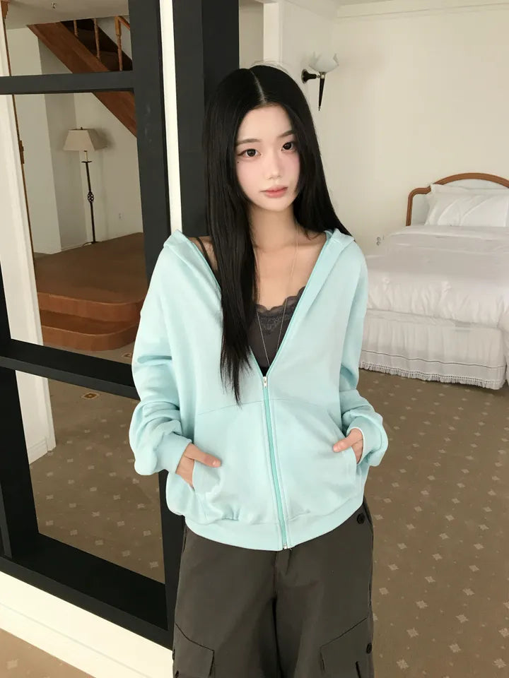 寬鬆全拉鍊連帽外套 八色入