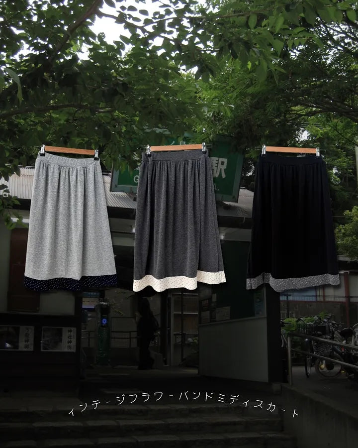 波點荷葉邊中長裙 三色入