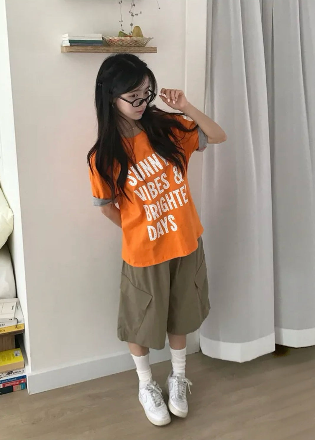 7月韓貨預訂95折಄ 波點文字反摺Tee 六色入