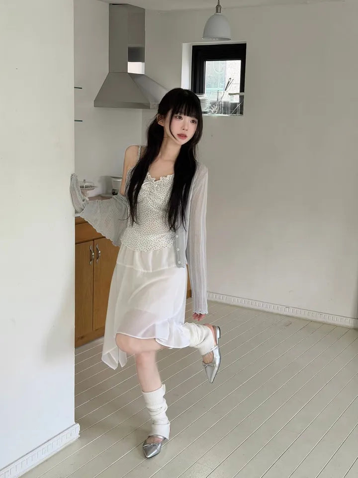 透透紗紗感不規則半身裙 三色入