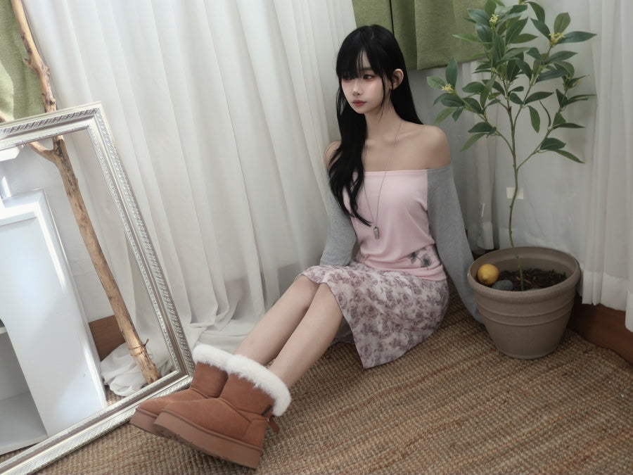 插肩水墨花長袖Top 三色入