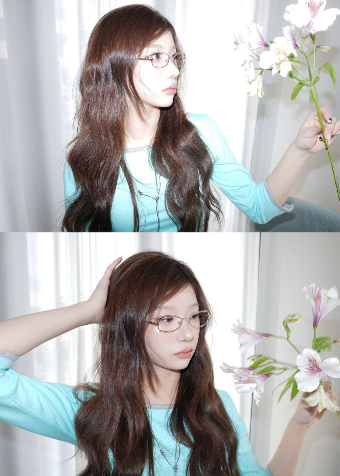 韓牌自家製3/4袖拼色Top 四色入