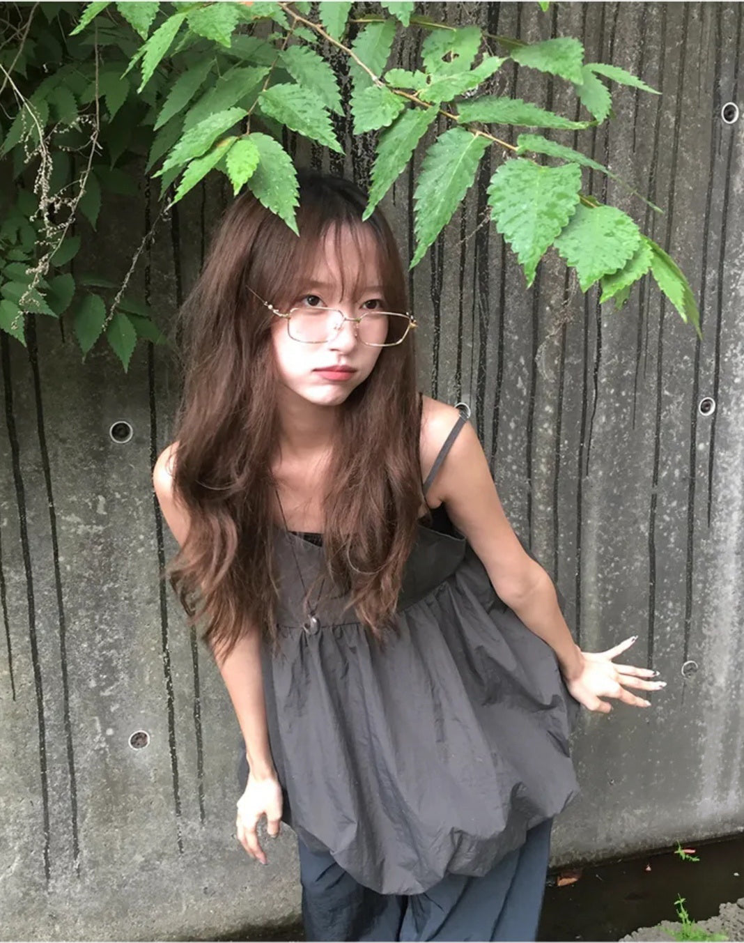 吊帶泡泡top 兩色入