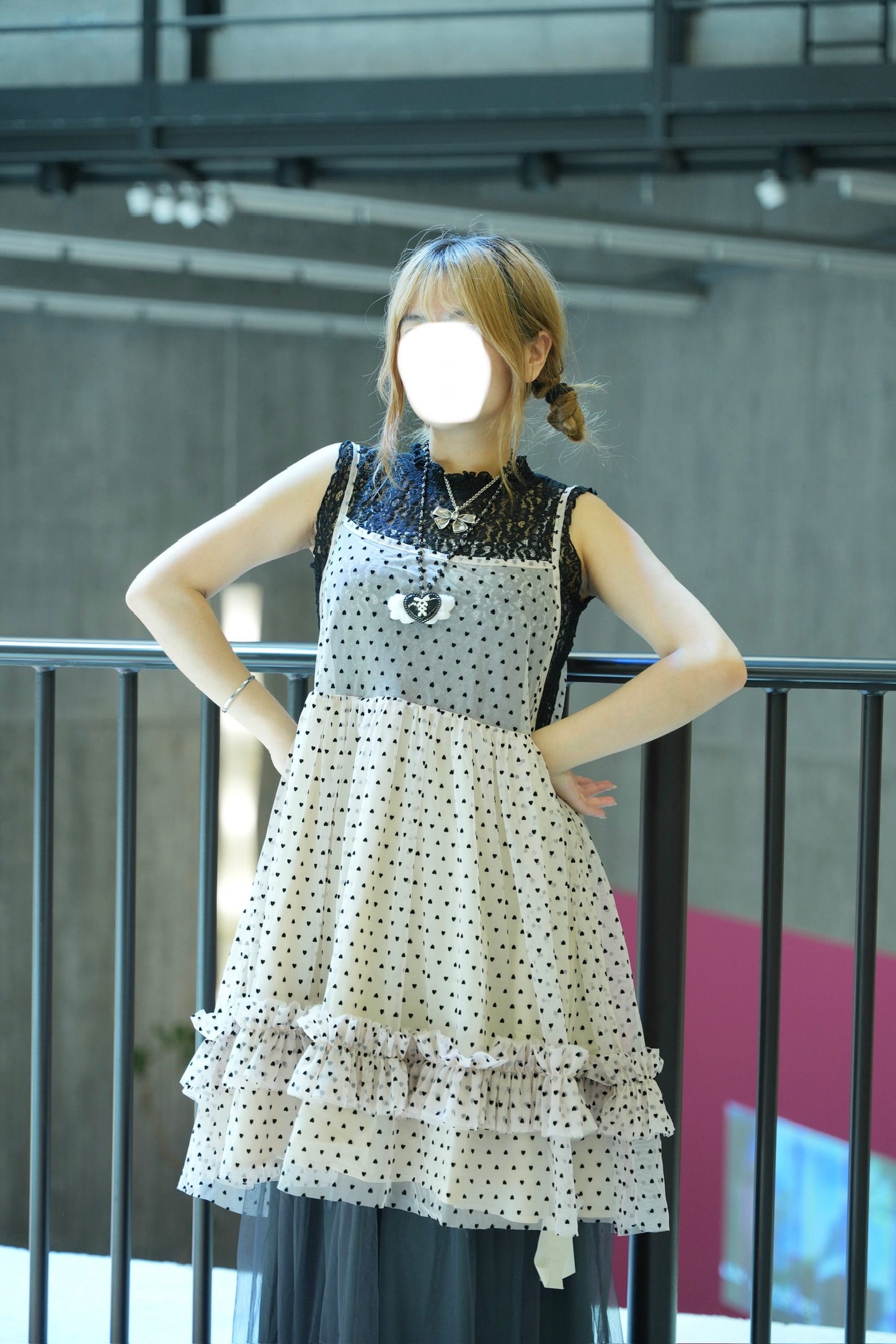 愛心網紗ruffle OPS 四色入