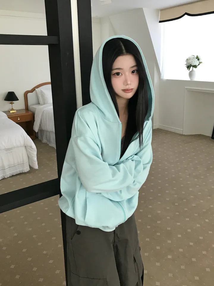 寬鬆全拉鍊連帽外套 八色入