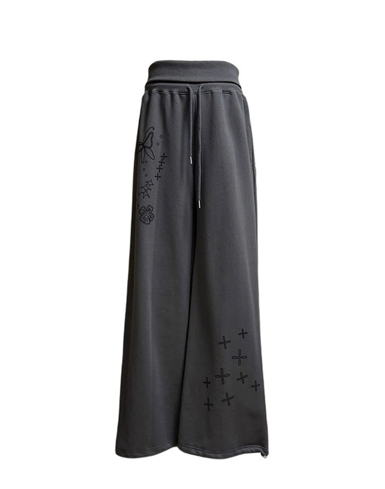 4月限定韓貨預訂95折ᢉ𐭩 Printed Wrinkled Pants 兩色入