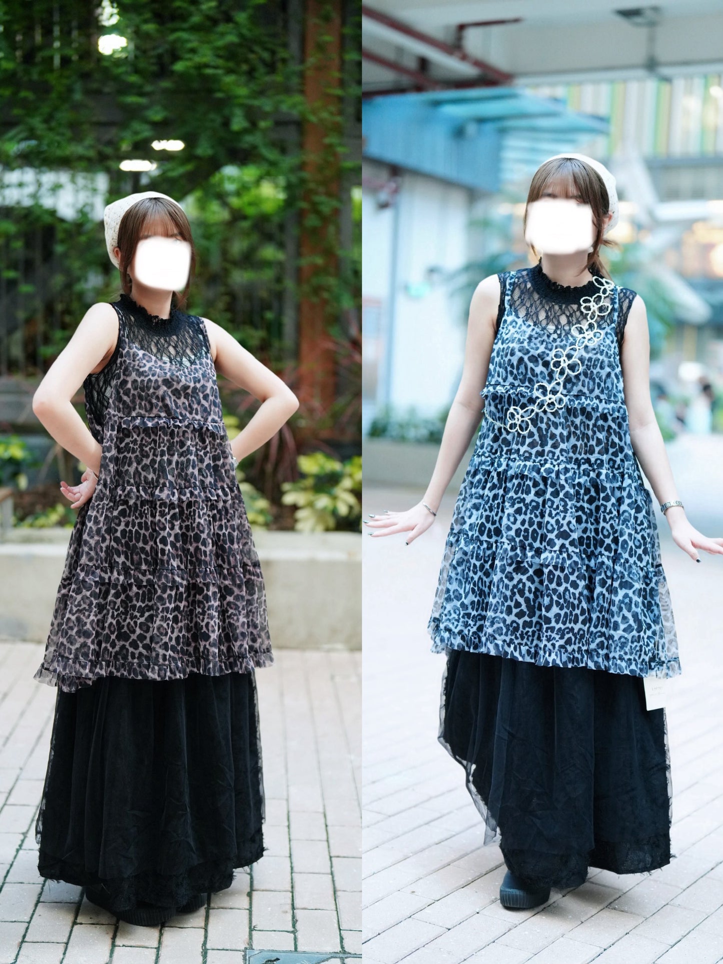 豹紋ruffle吊帶外搭 二色入