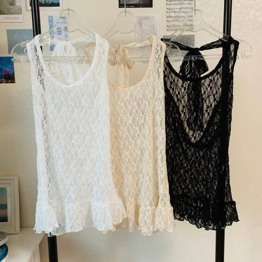 [$109系列] Lace綁帶掛脛背心