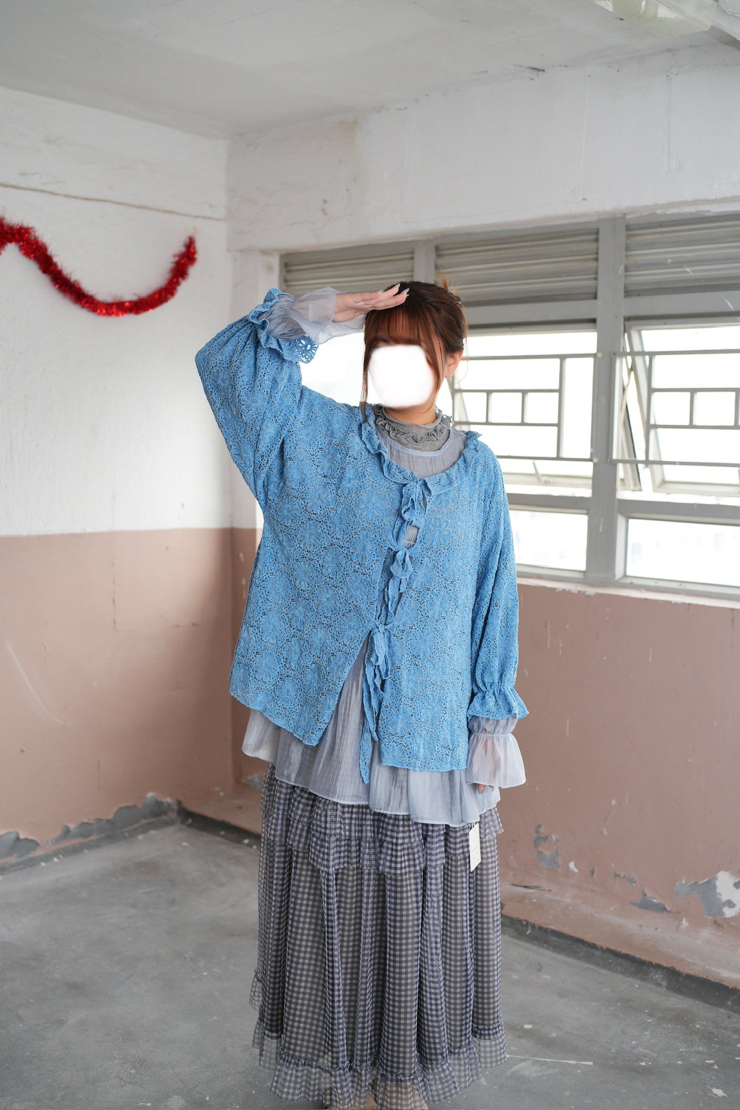 絨面花花ruffle外套 三色入