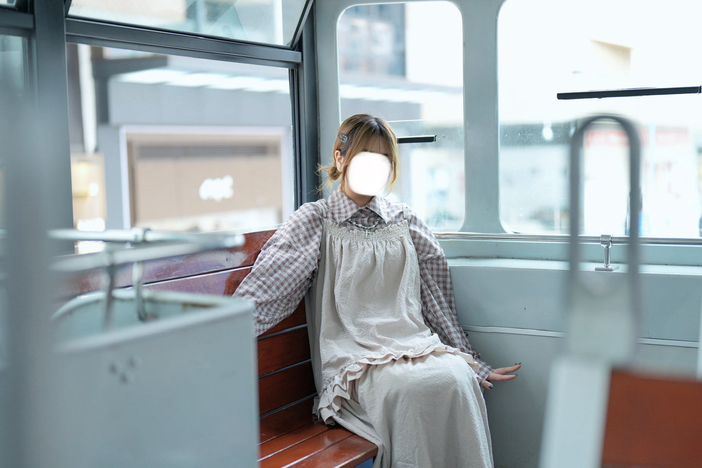 復古格紋ruffle襯衫 兩色入￼￼￼￼